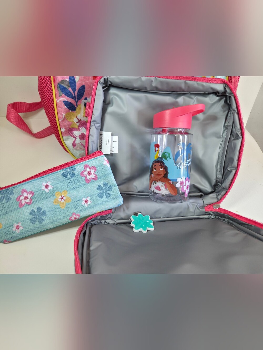 Moana 2 Kids Backpack, Pink Blue Tropical. 5PC Set Disney Moana School Supplies - Picture 7 of 7